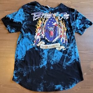 Reason Brand NYC Bring It On Black And Blue AOP Tie Dyed T Shirt Mens Size Large